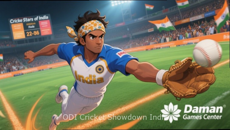 ODI Cricket Showdown India - Gameplay ODI Cricket Showdown India game screenshot showing batting action